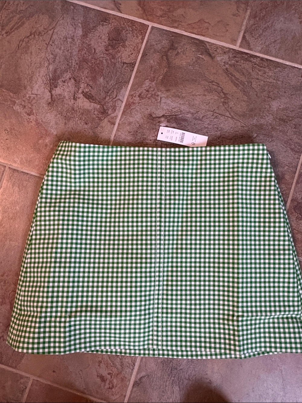 J CREW GREEN GINGHAM MINI SKIRT- size 2 nwt